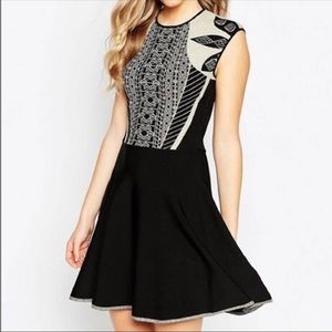 Ted Baker Black and White Patterned Mini Dress